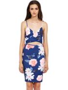 Shein Spaghetti Strap Cut Out Floral Sheath Dress