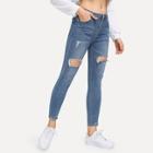 Shein Ripped Faded Skinny Jeans