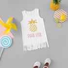 Shein Toddler Girls Fringe Hem Letter Print Vest