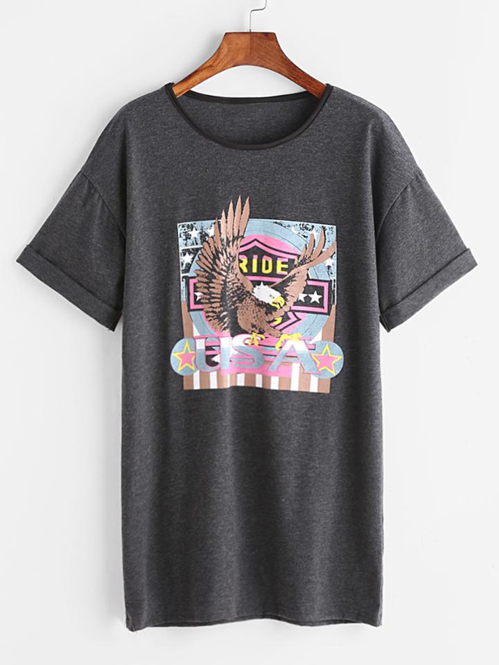 Shein Pattern Print T-shirt Dress