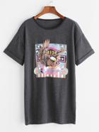 Shein Pattern Print T-shirt Dress