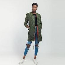Shein Drawstring Hem Solid Jacket