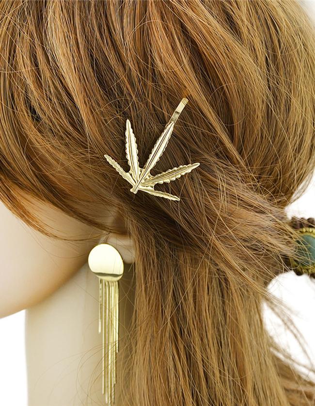 Shein Metal Leaf Shape Hair Jewelry