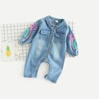 Shein Boys Letter & Rainbow Print Denim Jumpsuit