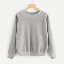 Shein Solid Teddy Pullover