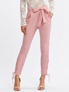 Shein Grommet Lace Up Side Self Belted Pants