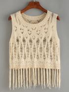 Shein Fringe Hollow Out Sweater Tank Top