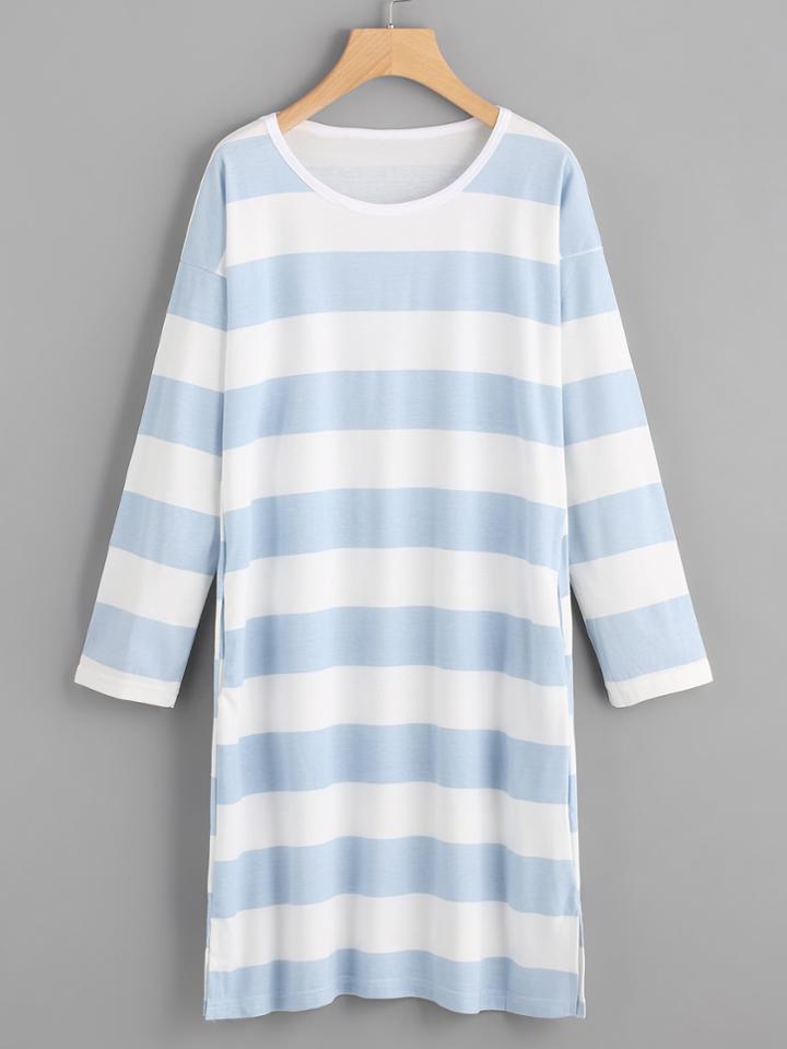 Shein Striped Slit Sleep Dress