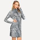 Shein Mock-neck Leopard Print Dress