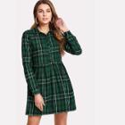 Shein Half Placket Check Smock Dress