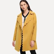 Shein Solid Scallop Trim Coat