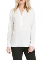 Rosewe Long Sleeve V Neck White Chiffon Blouse