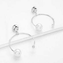 Shein Faux Pearl Detail Hoop Earrings