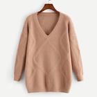 Shein Plus Drop Shoulder V Neck Solid Sweater