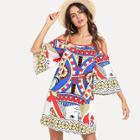 Shein Poker Print Kimono Sleeve Dress