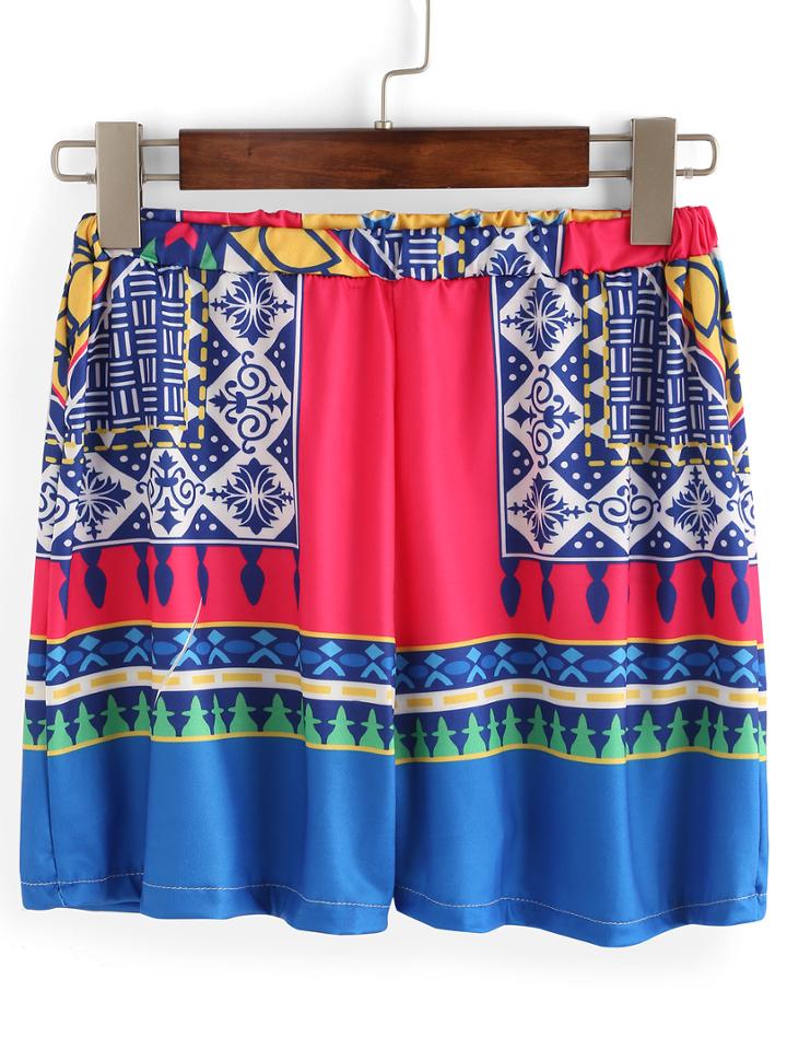 Shein Tribal Print Elastic Waist Shorts