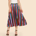 Shein Vertical-stripe Pleated Skirt