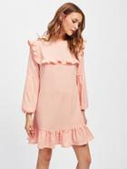 Shein Ruffle Yoke And Hem Lantern Sleeve Dress