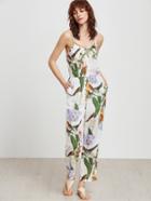 Shein White Birds Flower Print Spaghetti Strap Jumpsuit