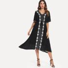Shein Floral Embroidered Dress