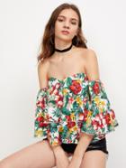 Shein Tropical Print Double Layer Trapeze Top