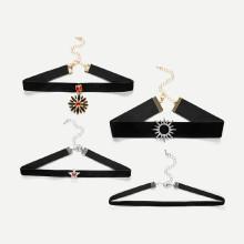 Shein Rhinestone Detail Choker 4pcs