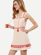Shein Pink Tassel Sleeveless A Line Dress