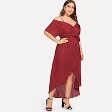 Shein Plus Dip Hem Wrap Dress