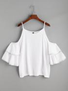 Shein Open Shoulder Frill Tiered Top