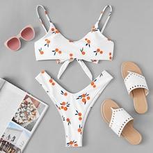 Shein High Leg Random Pattern Bikini Set