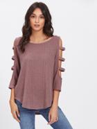 Shein Ladder Cut Raglan Sleeve Waffle Knit T-shirt