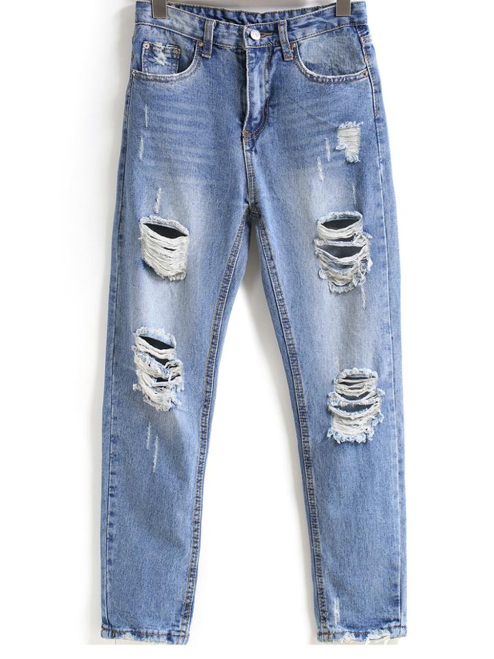 Shein Bleached Ripped Pockets Denim Pants
