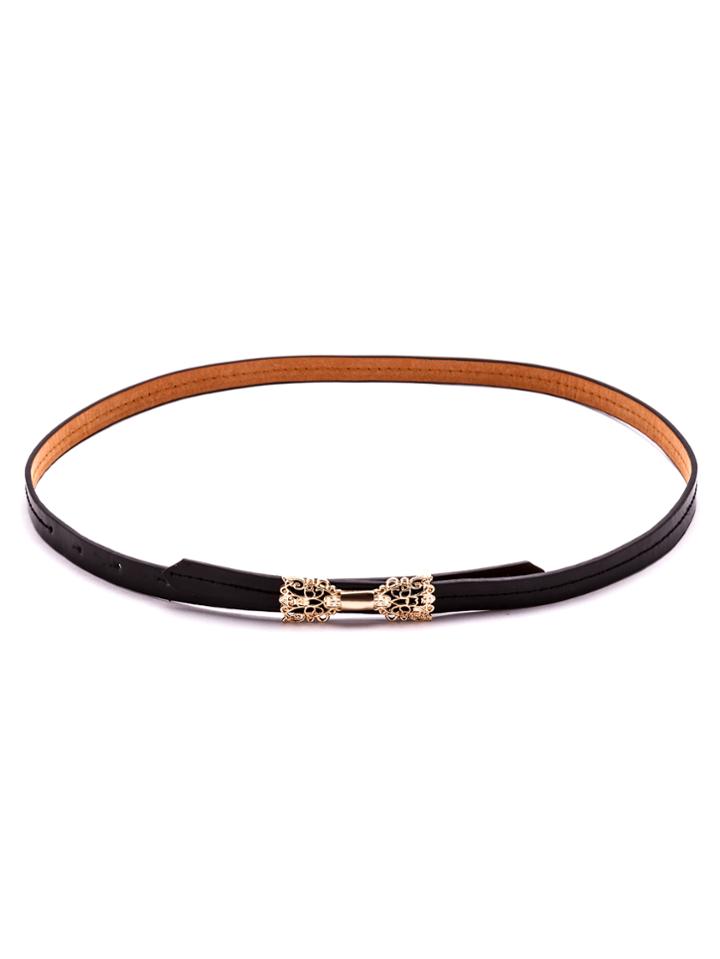 Shein Black Hollow Metal Bow Skinny Belt