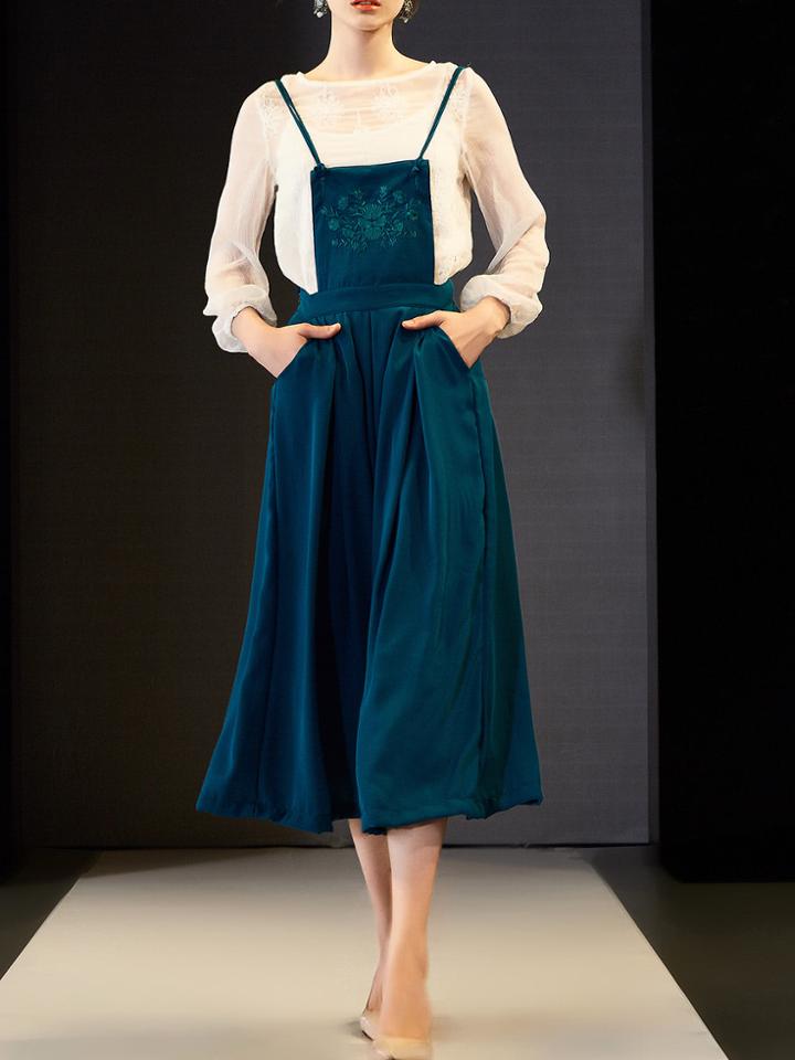 Shein Embroidered Shirt Two-pieces Overalls