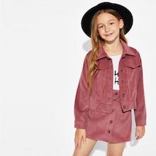 Shein Girls Button Up Corduroy Jacket & Skirt Co-ord