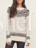 Shein Long Sleeve Pattern Pullover Sweater