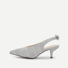Shein Bow Decor Houndstooth Slingback Kitten Heels