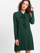 Shein Raglan Sleeve Tied Neck Swing Tee Dress