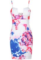 Shein Muiticolour Spaghetti Strap Floral Print Bodycon Dress