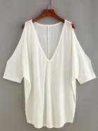 Shein V-neck Open Shoulder Loose Fit Top