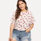 Shein Plus Allover Cheery Print Tee