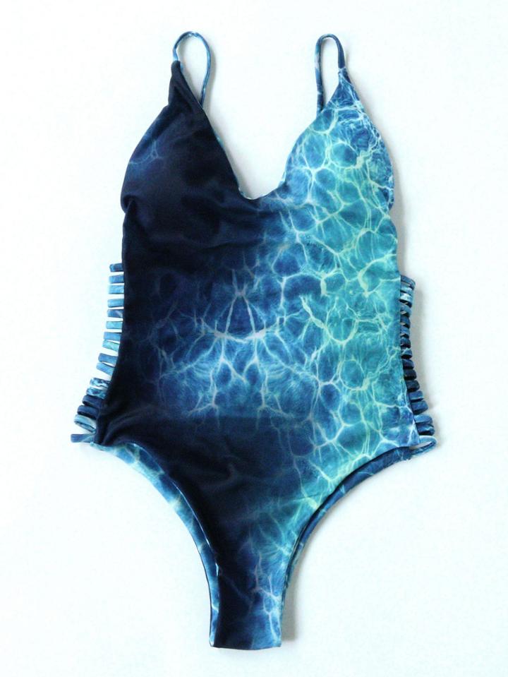 Shein Printed Ladder Cutout Swimsuit