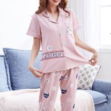 Shein Cat Print Shirt & Pants Pj Set