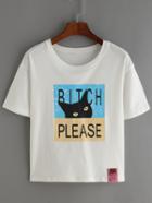 Shein Grey Cat Print T-shirt