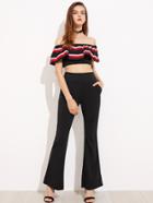 Shein Flounce Layered Striped Crop Top With Flare Pants