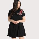 Shein Plus Embroidered Rose Patch Tee Dress