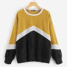 Shein Plus Cut-and-sew Teddy Sweatshirt