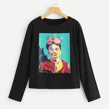 Shein Graphic Print Round Neck Tee