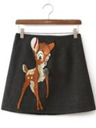 Shein Grey Deer Print Skirt