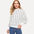 Shein Mock-neck Grid Pullover